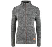 Oxmo OXPhenix Femme Cardigan en Tricot Grossier Gilet avec col Montant Fermeture éclair 100% Coton Regular Fit, Taille:XL, Couleur:Dark Grey (792890)