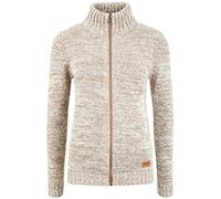 Oxmo OXPhenix Femme Cardigan en Tricot Grossier Gilet avec col Montant Fermeture éclair 100% Coton Regular Fit, Taille:2XL, Couleur:Dune (795409)
