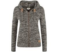 Oxmo OXPhiladelphia Femme Veste en Tricot Cardigan en Maille épaisse avec Capuche Fermeture éclair 100% Coton Regular Fit, Taille:L, Couleur:Dark Grey (792890)