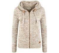 Oxmo OXPhiladelphia Femme Veste en Tricot Cardigan en Maille épaisse avec Capuche Fermeture éclair 100% Coton Regular Fit, Taille:S, Couleur:Dune (795409)