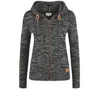 Oxmo OXPhiladelphia Femme Veste en Tricot Cardigan en Maille épaisse avec Capuche Fermeture éclair 100% Coton Regular Fit, Taille:S, Couleur:Black (799000)