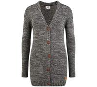 Oxmo OXPhilemona Femme Veste Longue en Maille Cardigan Long avec Poches plaquées Boutons 100% Coton Regular Fit, Taille:XL, Couleur:Dark Grey (792890)