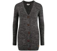 Oxmo OXPhilemona Femme Veste Longue en Maille Cardigan Long avec Poches plaquées Boutons 100% Coton Regular Fit, Taille:S, Couleur:Black (799000)