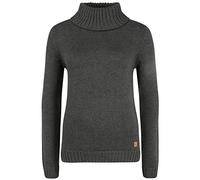 Oxmo OXPIA Femme Pull à col roulé Fermeture éclair Mélange de Coton Regular Fit, Taille:M, Couleur:DAR Grey M (798288)