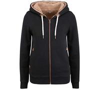 OXMO OXVicky Pile Sweat Sweat-shirt à capuche zippé pour femmes Veste sweat Cardigan Veste sweatshirt avec doublure teddy Fermeture éclair Poches d'accès Coupe regular, Noir (799000), S