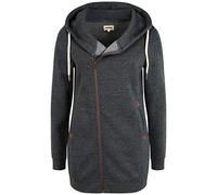 Oxmo OXVicky Zip-Hoodie Veste en Sweat Femme Veste à Capuche Hoodie avec Capuche Cordon de Serrage Fermeture éclair Poches en Biais Regular Fit, Taille:M, Couleur:DAR Grey M (798288)