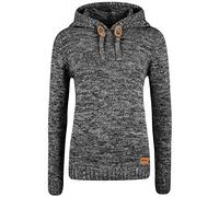 Oxmo Philla Femme Pull en Maille Pull à Capuche Pull en Maille épaisse avec Capuche 100% Coton Regular Fit, Taille:M, Couleur:Black (799000)