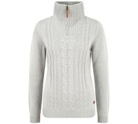 Oxmo OXCarry Femme Pull en Maille Troyer Pull à Grosses Mailles avec col Montant Fermeture éclair Regular Fit, Taille:L, Couleur:Mid Grey (792842)