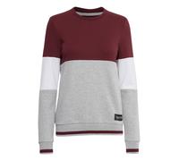 Oxmo Sweat-shirt 'Omaya' gris chiné / lie de vin / blanc, Taille L