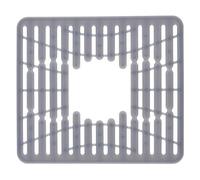 OXO 13138100 Petit Tapis Évier Plastique Gris | Coussin silicone souple, résiste à 218°C, ouverture de bonde découpable, pieds surélevés, lave-vaisselle