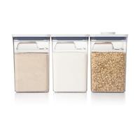 OXO Good Grips 11236400 Lot de 6 grandes boîtes avec cuillères POP, plastique, blanc, transparent