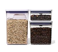 OXO Good Grips Boîte de conservation POP - Ensemble de 3 boîtes de conservation rectangulaires avec cuillère