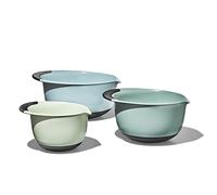 OXO Good Grips Lot de 3 bols mélangeurs en plastique - Bleu cadet, gris tour, jade