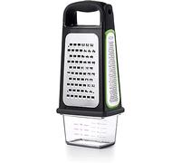 OXO Good Grips Râpe quatre faces avec zesteur et récupérateur amovibles - Râpe pour la cuisine en acier inoxydable -Noir - Vert