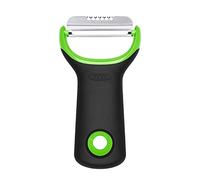 OXO Good Grips - Zesteur 2 en 1 - Éplucheur d'oranges et citrons, Zesteur d'agrumes en inox - Noir et vert