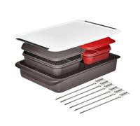 OXO SoftWorks Système de préparation et de transport pour grillades, passe au lave-vaisselle, sans BPA, tout-en-un, plateaux à code couleur avec couvercles, plateau profond pour marinades/aliments