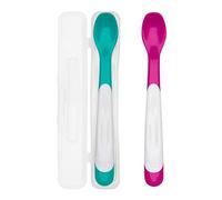 OXO Tot Cuillères en plastique avec étui de transport Bleu sarcelle et rose