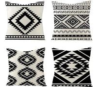 OXOAMP Lot de 4 Housses de Coussins en Velours,Nation Noire et Blanche Taie d'oreiller Decoration Housses de Coussin d'extérieur, Moderne Coussin Canape pour Maison Salon Chambre.45X45cm
