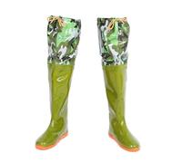 OXOLAMRIN Cuissardes, Cuissardes de pêche, Cuissardes de pêche légères et imperméables en PVC avec Semelle extérieure à Crampons et Boucle réglable, Vert, Pointure 4-9(7)