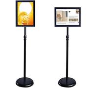 OXOLAMRIN Panneau de sol, présentoir pour affiche A4, Présentoir d'affiches réglable, support de panneau au sol, format A2/A3/A4, multicolore(Black,A4)