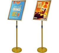 OXOLAMRIN Panneau de sol, présentoir pour affiche A4, Présentoir d'affiches réglable, support de panneau au sol, format A2/A3/A4, multicolore(Golden,A3)