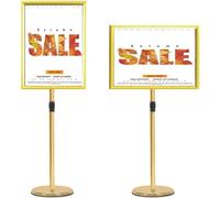 OXOLAMRIN Panneau de sol, présentoir pour affiche A4, Support de panneau réglable sur pied, vue verticale horizontale, multicolore, plusieurs tailles(Golden,A2)