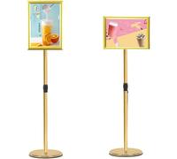 OXOLAMRIN Panneau de sol, présentoir pour affiche A4, Support de sol for menus et affiches multicolores, for plusieurs tailles, avec réglage de la hauteur et rotation à 360°(Golden,A4)