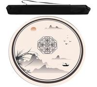 OXOLAMRIN Tapis de mah-Jong Rond, Nappe pour mah-Jong, Tapis de Table de Mahjong et Multi-Jeux avec Sac de Rangement Rond Multicolore, Plusieurs Tailles(Beige,55.12x55.12 in)