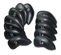 OxoxO Club de golf couvre-fer Housses Tête en cuir synthétique épais 3-lw pour Titleist TaylorMade Callaway Ping Cobra Nike et autres marques, noir 1