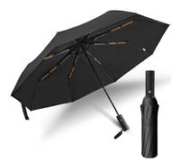 OXTXO Parapluie de Voyage Compact avec Protection UV UPF 50+ - Parasol Pliant à Revêtement Noir - Ouverture/Fermeture Automatique, Structure Renforcée à 8 Baleines - Léger 350g pour Ville et Voyage