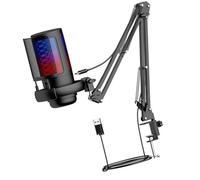 Oxtxuzdm 1 ensemble de microphone de jeu USB à condensateur pour ordinateur - Sensibilité 38 dB avec bras réglable pour améliorer le son