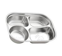 Oxtxuzdm Assiette à 4 sections en acier inoxydable pour garçons - Passe au lave-vaisselle et portable - Plateau de repas robuste - Anti-rouille