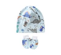 Oxtxuzdm Bonnet pour bébé coupe-vent avec gants anti-rayures assortis pour garçons et filles de 0 à 1 mois, lavables pour nouveau-nés et hôpitaux, Dessin animé bleu., Taille unique