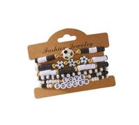 Oxtxuzdm Bracelet de sport extensible à la mode avec perles - Style sportif - Inspiré du football et du softball - Bijou unisexe pour tous les jours, taille unique, Comme décrit