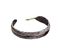 Oxtxuzdm Bracelet jonc unisexe à plumes ethniques en argent vieilli fait à la main - Cadeau élégant unisexe