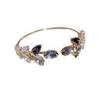 Oxtxuzdm Bracelet ouvert polyvalent réglable avec pierres de zircone cubique étincelantes pour une tenue décontractée ou formelle - Feuille de zircon réglable, taille unique, Comme décrit