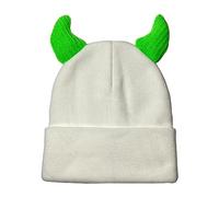 Oxtxuzdm Chapeau amusant au crochet pour Halloween - Casquette décontractée Y2K-Girl Hot Girls - Corne de diable tricotée pour l'hiver
