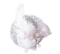 Oxtxuzdm Chapeau bibi Derby pour fille - Pilulier - Cocktail - Thé - Plumes - Paillettes - Maille - Fleur - Pour fille, blanc, taille unique