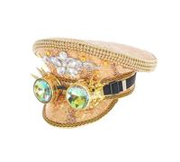 Oxtxuzdm Chapeau de mariée à paillettes pour fête de voile - Casquette de capitaine à paillettes - Pour festival de musique - Pour femme - Cosplay - Lunettes de capitaine cloutées pour les spectacles