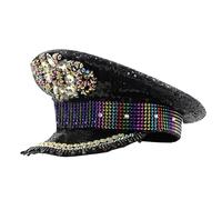 Oxtxuzdm Chapeau de mariée pour fête dansante Fedora Musique Festival Femmes Costume Cap Strass Paillettes Clouté Capitaine Chapeaux Photographie Pour Fête