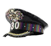 Oxtxuzdm Chapeau de mariée pour fête dansante Fedora Musique Festival Femmes Costume Cap Strass Paillettes Clouté Capitaine Chapeaux Photographie Pour Fête