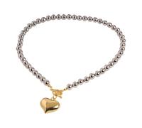Oxtxuzdm Collier avec pendentif en forme de cœur en alliage réglable pour homme et femme - Accessoires de fête élégants - Chaîne de clavicule - Tendance - Couleur vive - Cadeau de bijoux, taille