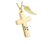 Oxtxuzdm Collier funéraire croisé pour cendres d'animaux domestiques en métal antirouille avec compartiment à souvenirs invisible