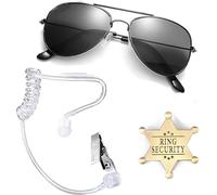 Oxtxuzdm Costume de gardien de sécurité pour adulte - Déguisement d'agent secret - Avec lunettes, écouteurs, badge - Accessoires de costume d'agent secret
