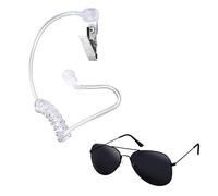 Oxtxuzdm Costume de gardien de sécurité pour adulte - Déguisement d'agent secret - Avec lunettes, écouteurs, badge - Accessoires de costume d'agent secret