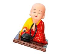 Oxtxuzdm Décoration de voiture solaire - Figurine de moine qui secoue la tête - Jouet ABS pour tableau de bord - Décoration pour la richesse et la santé - Figurine de petit moine en céramique