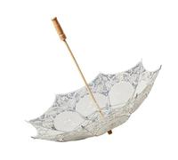 Oxtxuzdm Élégant parapluie en dentelle pour fête des années 1920 et mariage, accessoires de photographie, parasol blanc pour femme, cosplay, mariage, beige, L