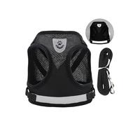 Oxtxuzdm Harnais réfléchissant respirant pour chien pour promenades en soirée, filet sécurisé et corde pour petites races, harnais facile à porter