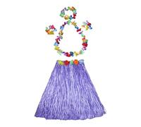Oxtxuzdm Jupe hawaïenne Hulas de 60 cm avec serre-tête, collier, accessoires de costume de fleurs, décorations sur le thème tropical, décorations de fête Luaus