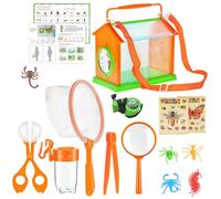 Oxtxuzdm Kit d'exploration pour enfants pour petits aventuriers comprenant une boîte d'observation pratique, un ramasse-gogga et un filet papillon et une loupe pour enfants